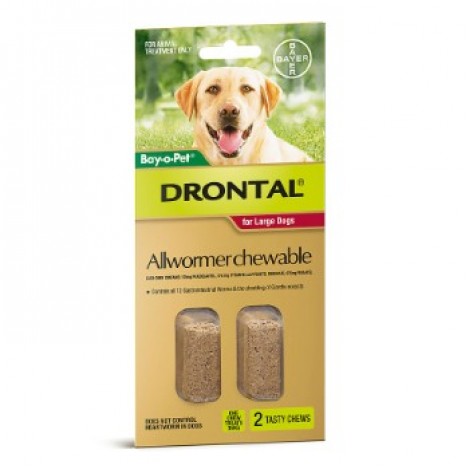 Drontal Allwormer Chewable 77lbs (35ks) - 2 Chews