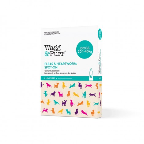 Wagg & Purr Fleas and Heartworm for Dogs (Teal) 20.1-40kg (44-88lbs)