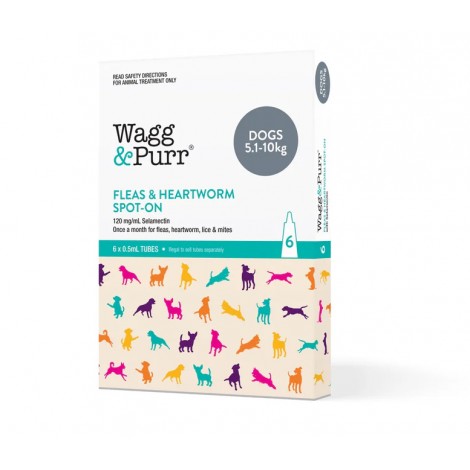 Wagg & Purr Fleas and Heartworm for Dogs (Brown) 5.1-10kg (11-22lbs)