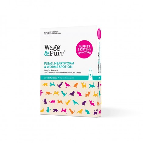 Wagg & Purr Fleas and Heartworm for ) for Puppies & Kittens up to 2.5kg (5.5lbs)