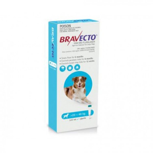 loop håndtering acceptere Bravecto Spot On for Dogs Blue Large - Dogs & Puppies