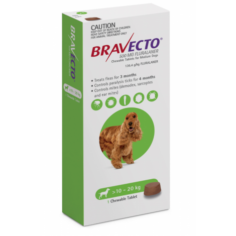 Bravecto Chews Medium Dog Green 