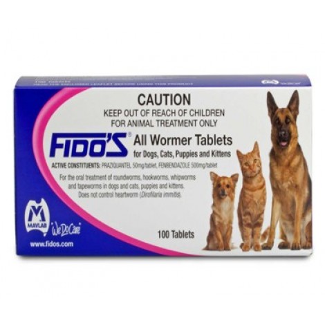Fido's all Wormer Tablets Dogs, Cats, Kittens and Puppies
