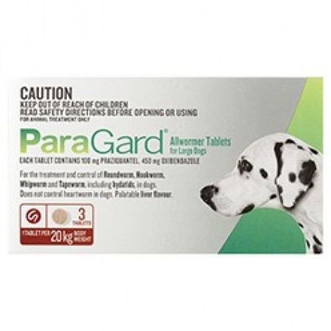 Paragard Allwormer for Large Dogs up to 44lbs (20kgs) - 3 Tablets