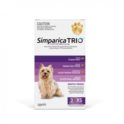 Simparica Trio 2.5 - 5kg (5.5-11 lb) Purple