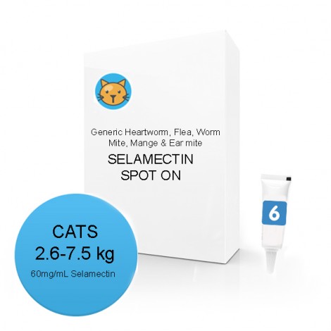 Generic Selamectin for Cats 2.6-7.5kg (5.5-16.5lbs)